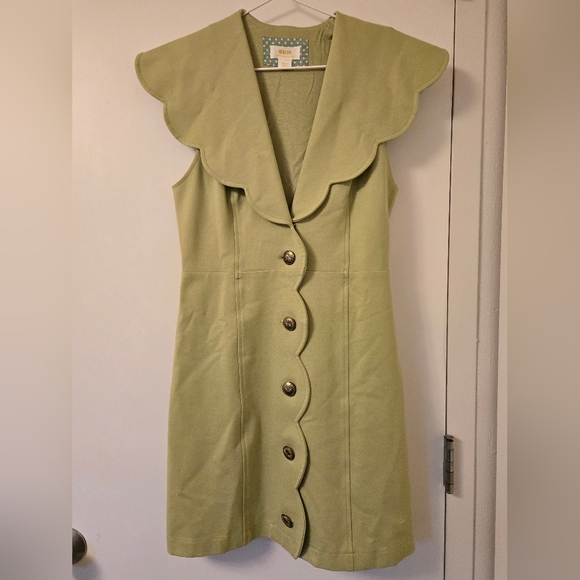 EUC Maeve By Anthropologie Green‎ Scalloped Dress - Picture 4 of 12